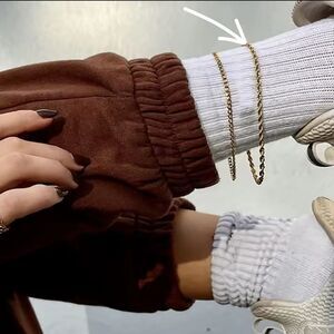 Rope Chain Chain Anklet / Bracelet Unisex Gold Plated Ss Non Tarnish | NWOT